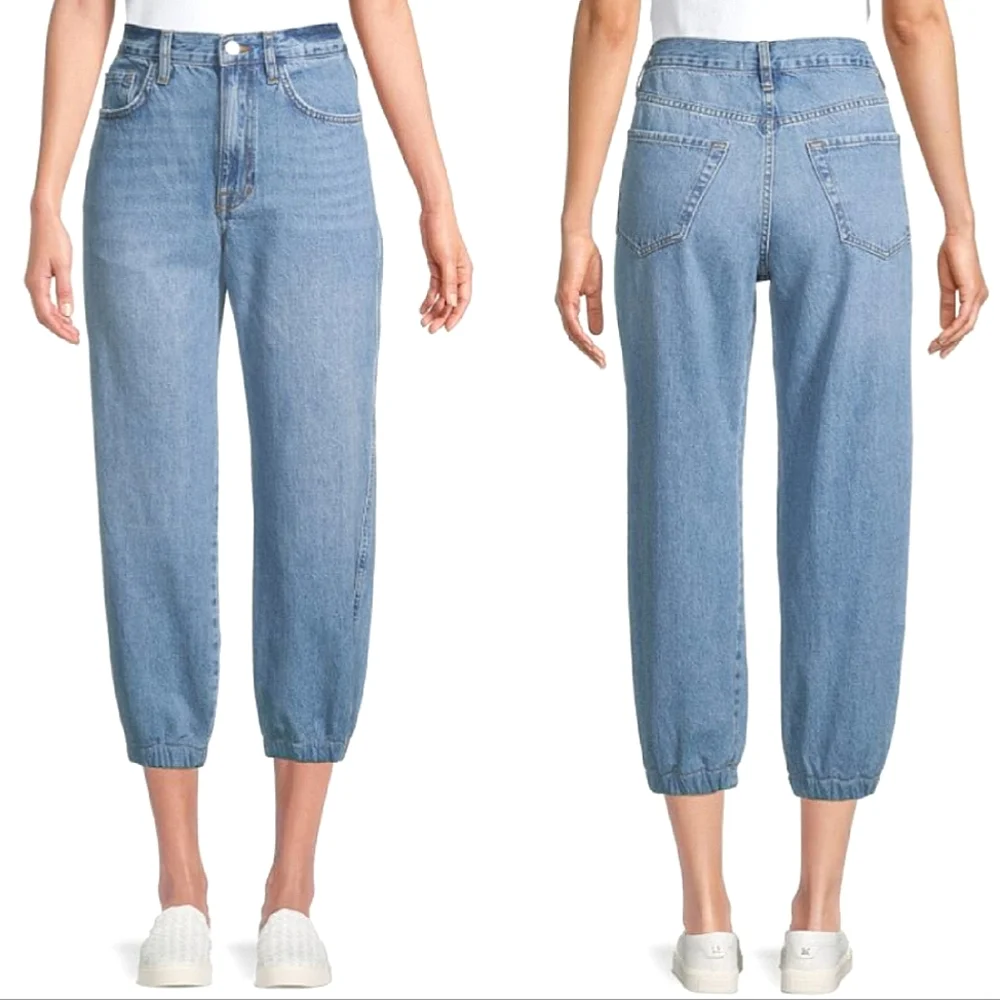 FRAME High Rise cropped the lounge Chill denim jogger blue Jeans size 29 - Picture 10 of 16